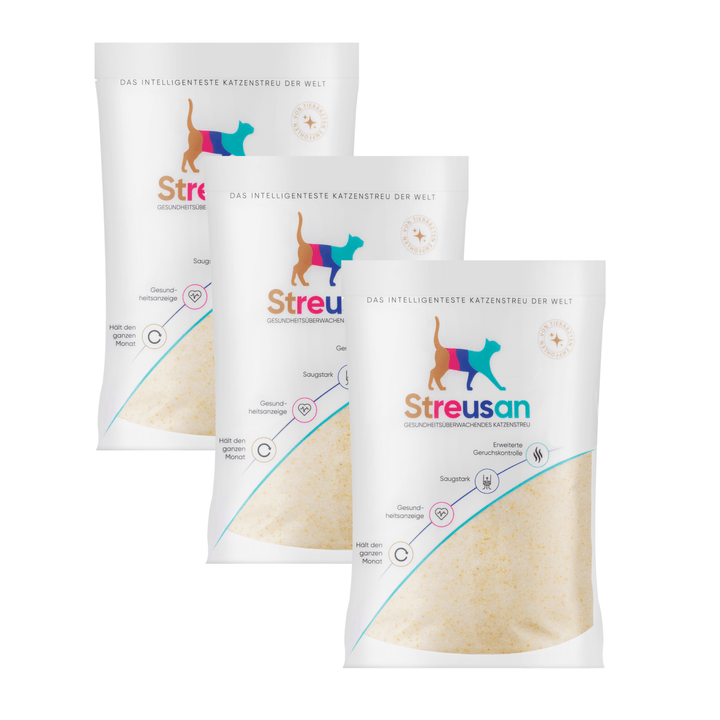 9x Streusan Katzenstreu - 3 Monatsvorrat - Streusan